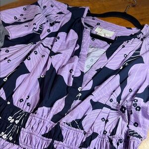 Anthropologie Lavender and Navy Somerset Mini Dress